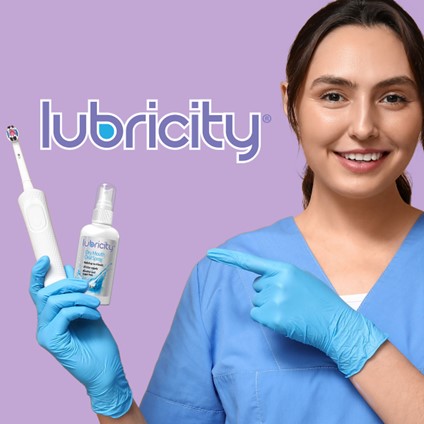 A dentist recommending Lubricity as an alternative to dry mouth gel