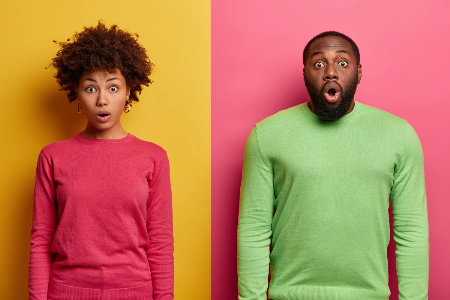 A man and woman breathing through mouth representing the myths and facts around mouth breathing.