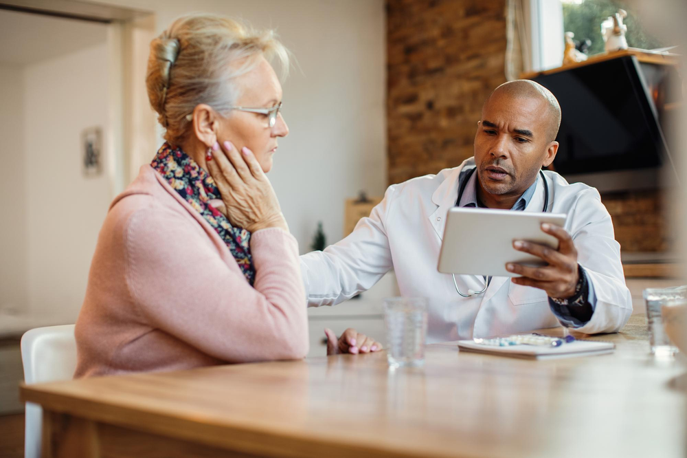 A woman and her doctor discussing the side effects of Medical Marijuana use. 